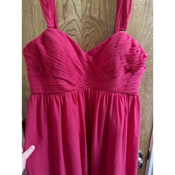 Revelry Formal Gown Dress Womens 18 Bright Pink Long Maxi Chiffon Bridesmaids - Picture 5 of 14